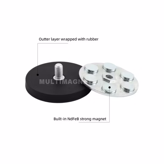 Campione gratuito di magnete con base in acciaio rivestito in gomma D66mm con filettatura esterna