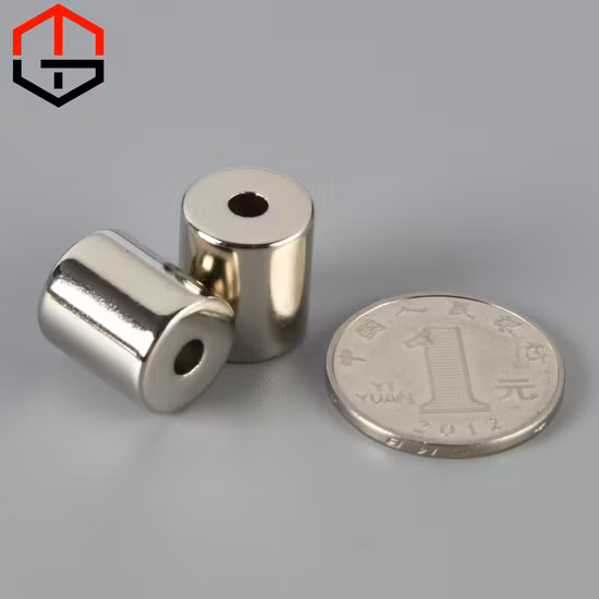 Magnete al neodimio cilindrico permanente N48 con foro per sensori